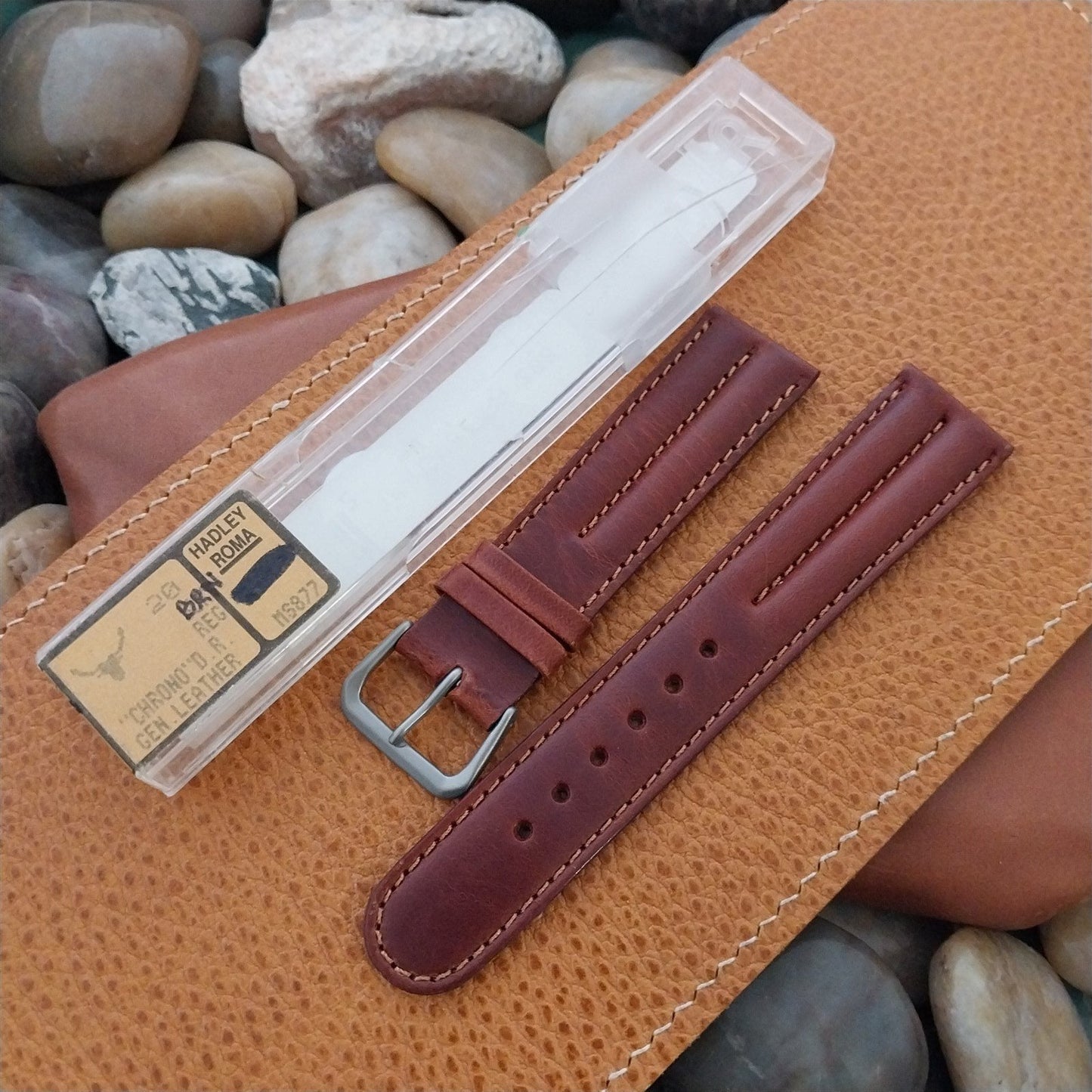 20mm Hadley Roma Chrono Brown Leather Tapered 20/18 Unused Watch Band