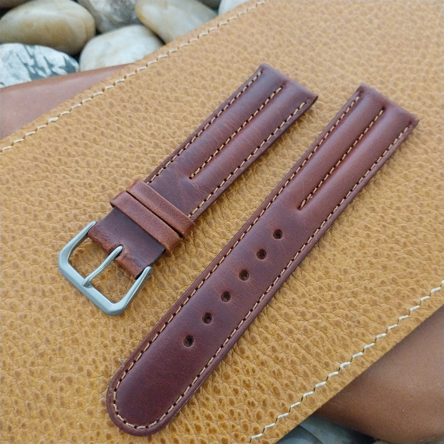 20mm Hadley Roma Chrono Brown Leather Tapered 20/18 Unused Watch Band