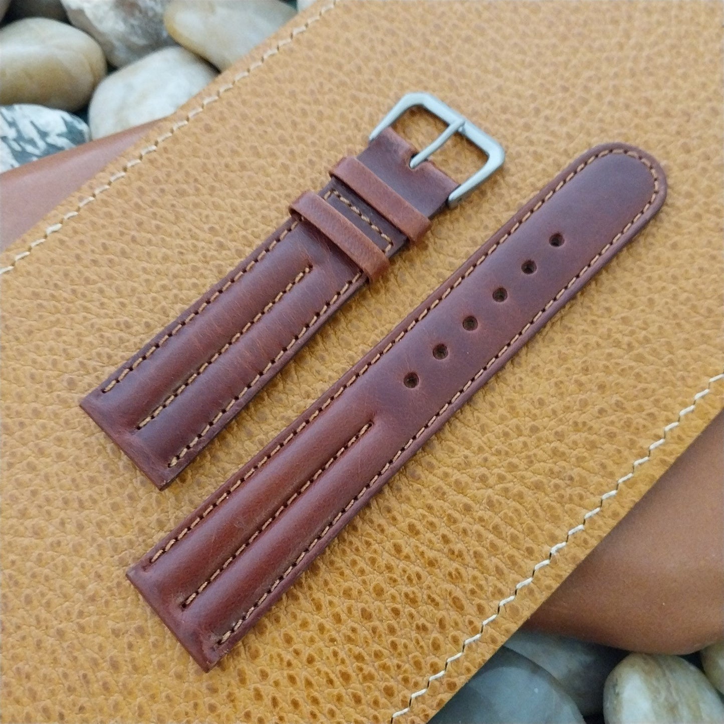 20mm Hadley Roma Chrono Brown Leather Tapered 20/18 Unused Watch Band