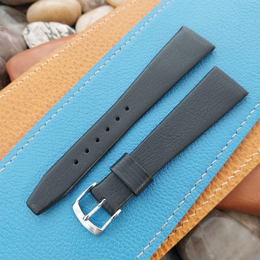 Vintage 20mm 1970s Black Calf Wire Lug Classic Tapered nos Watch Band