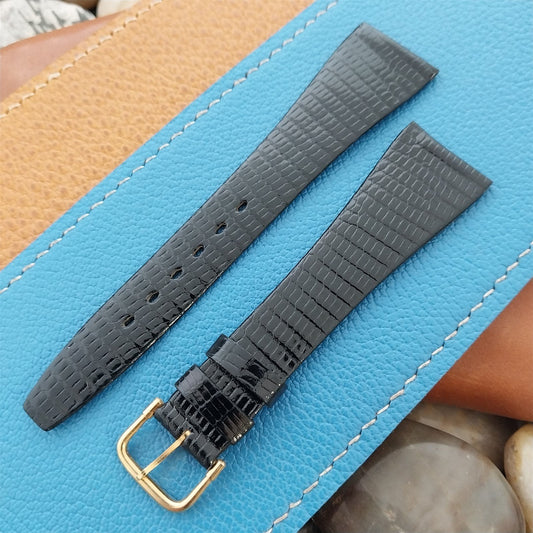 20mm Kalbe France Thin Black Lizard Unused Classic 1970s Vintage Watch Band