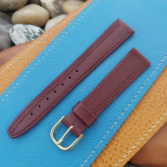 16mm Hirsch Burgundy Unpadded Leather Unused Tapered 16/14 nos Watch Band