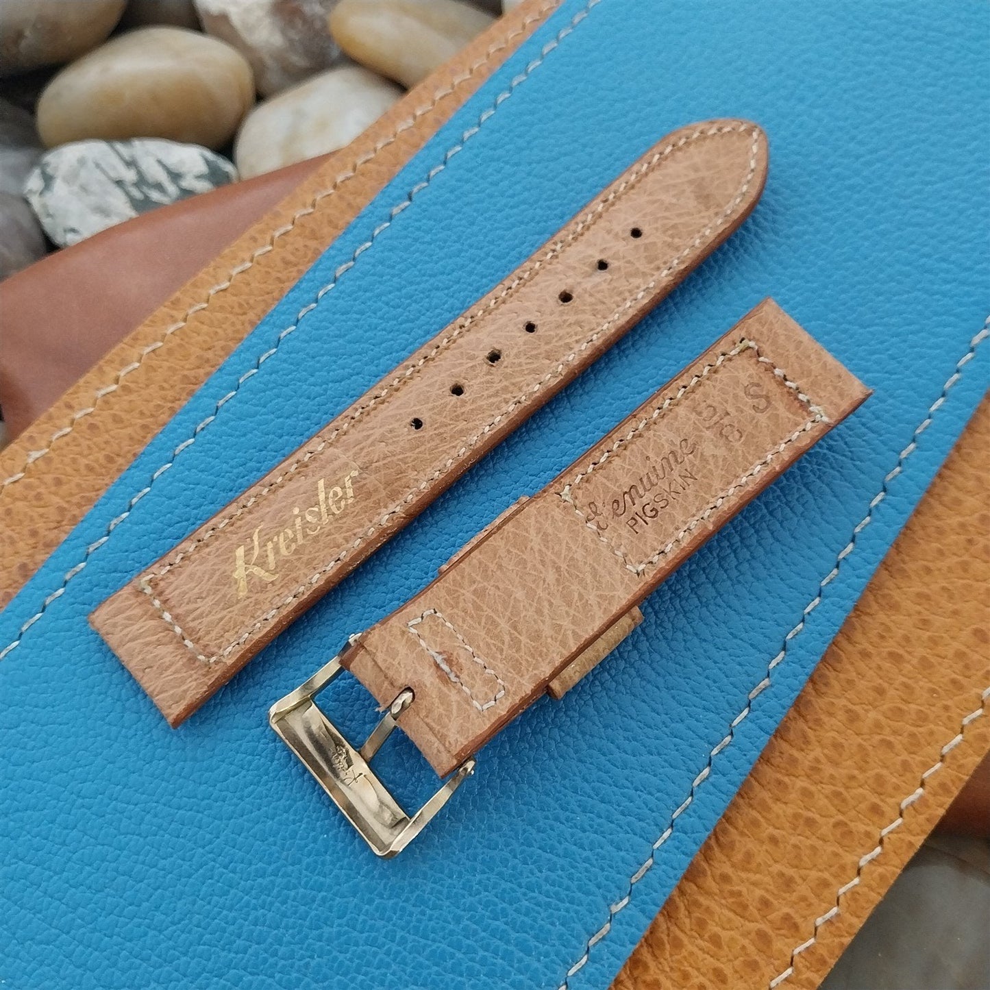 16mm Kreisler Short Padded Pigskin Tapered 1950s Unused Vintage Watch Band