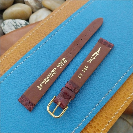 9/16" Hadley Roma Burgundy Crocodile Ladies nos Unused Vintage Watch Band
