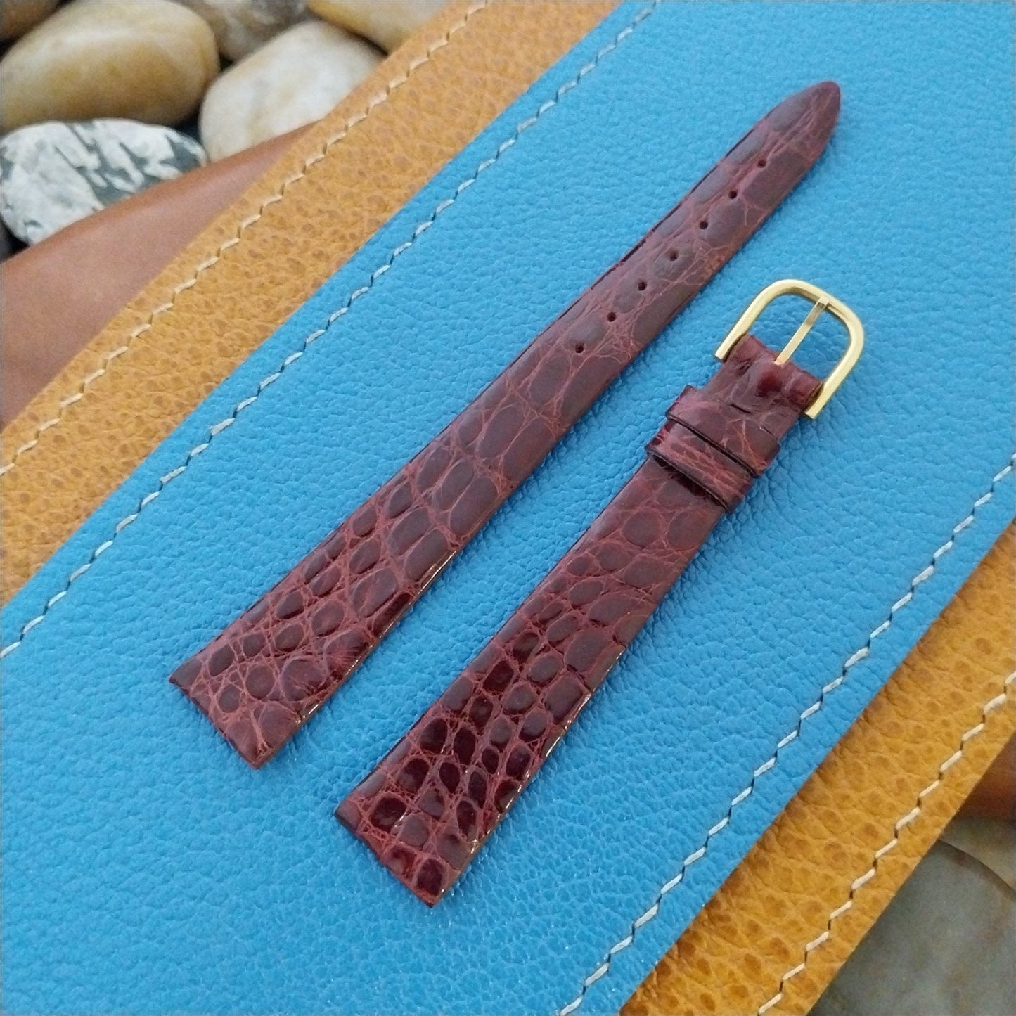 9/16" Hadley Roma Burgundy Crocodile Ladies nos Unused Vintage Watch Band