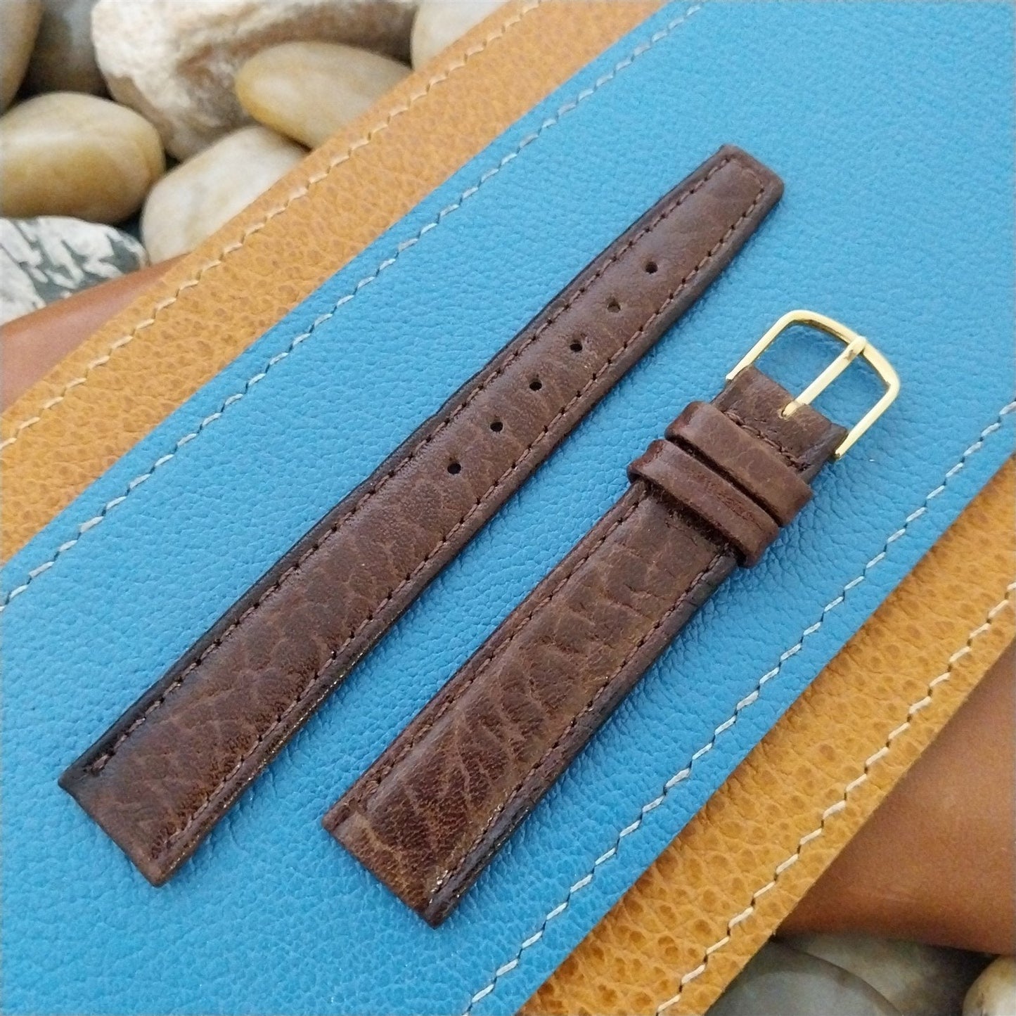 16mm Leather Hadley Roma Grained Leather nos Unused Tapered Classic Watch Band