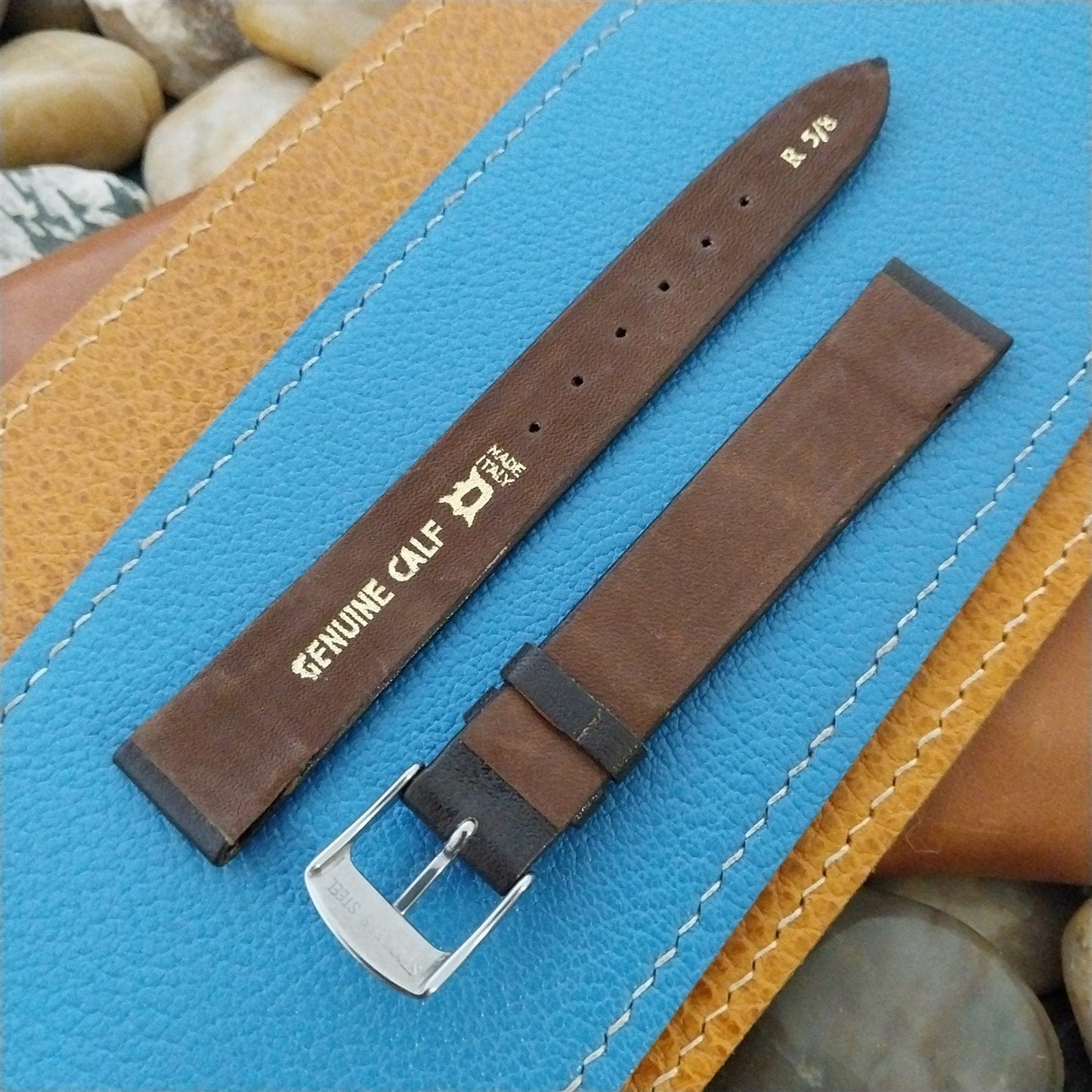 16mm 5/8" Leather Downing Italy Classic Tapered Unused Vintage Watch Band