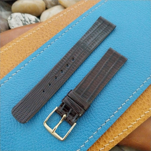 16mm Hadley Roma Tapered Short Dark Brown Lizard Unused nos Vintage Watch Band