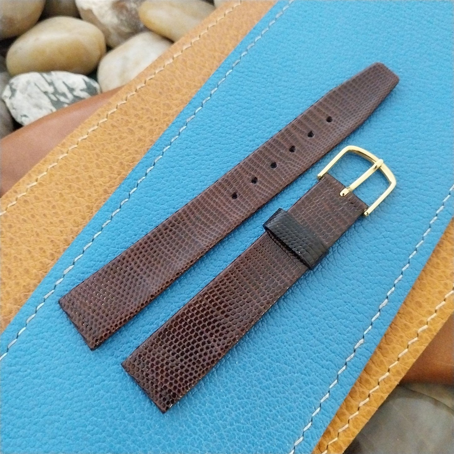 16mm Hadley Roma Tapered 16/14 Dark Brown Lizard Unused nos Vintage Watch Band