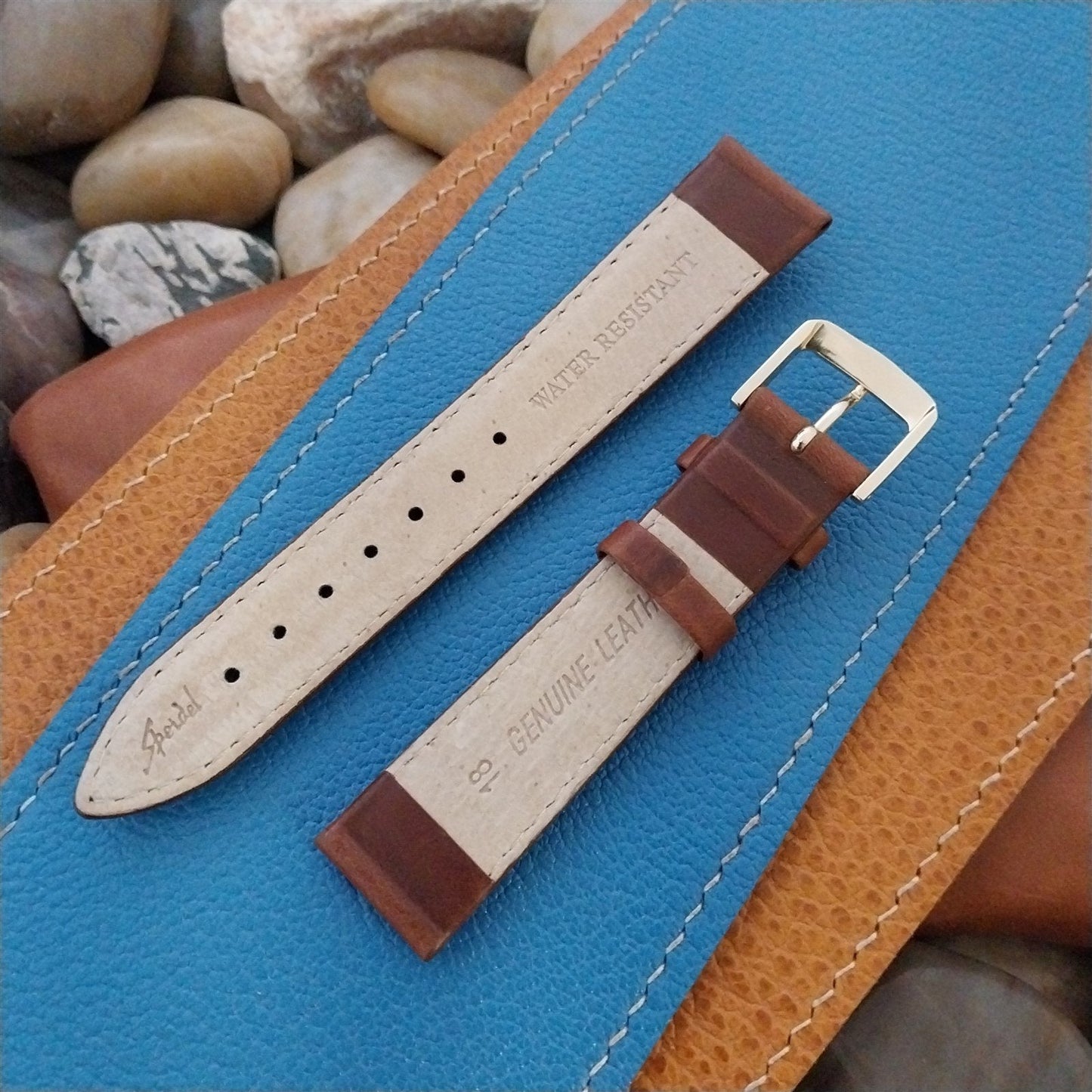 18mm Speidel Brown Padded Tapered Calfskin Leather nos Unused Vintage Watch Band