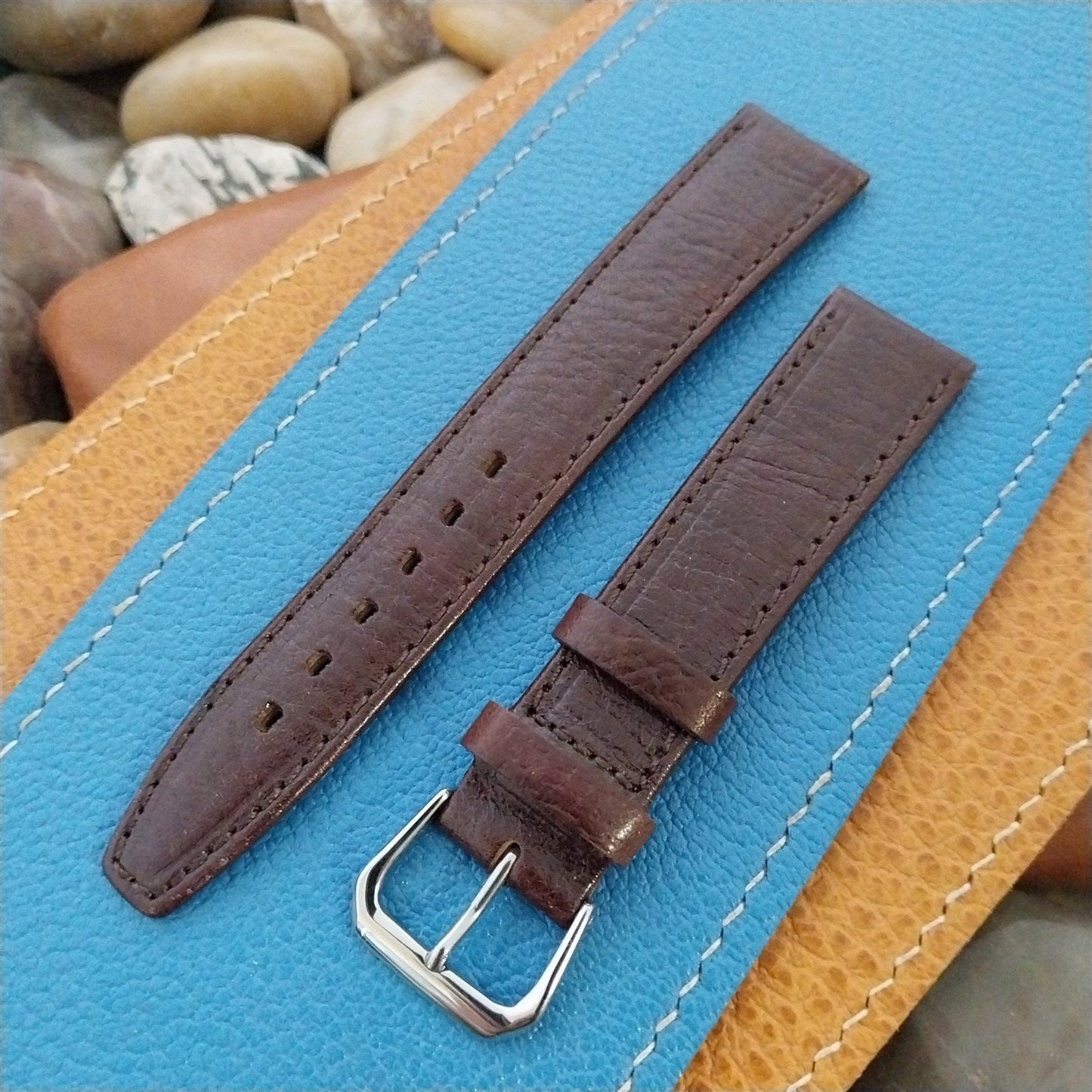 Vintage 18mm Rustic Brown Tapered 18/16 Italian Leather nos Unused Watch Band