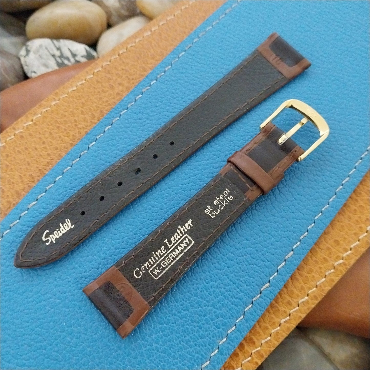 18mm Speidel 2-Tone Brown Unpadded Tapered Leather Unused Vintage Watch Band