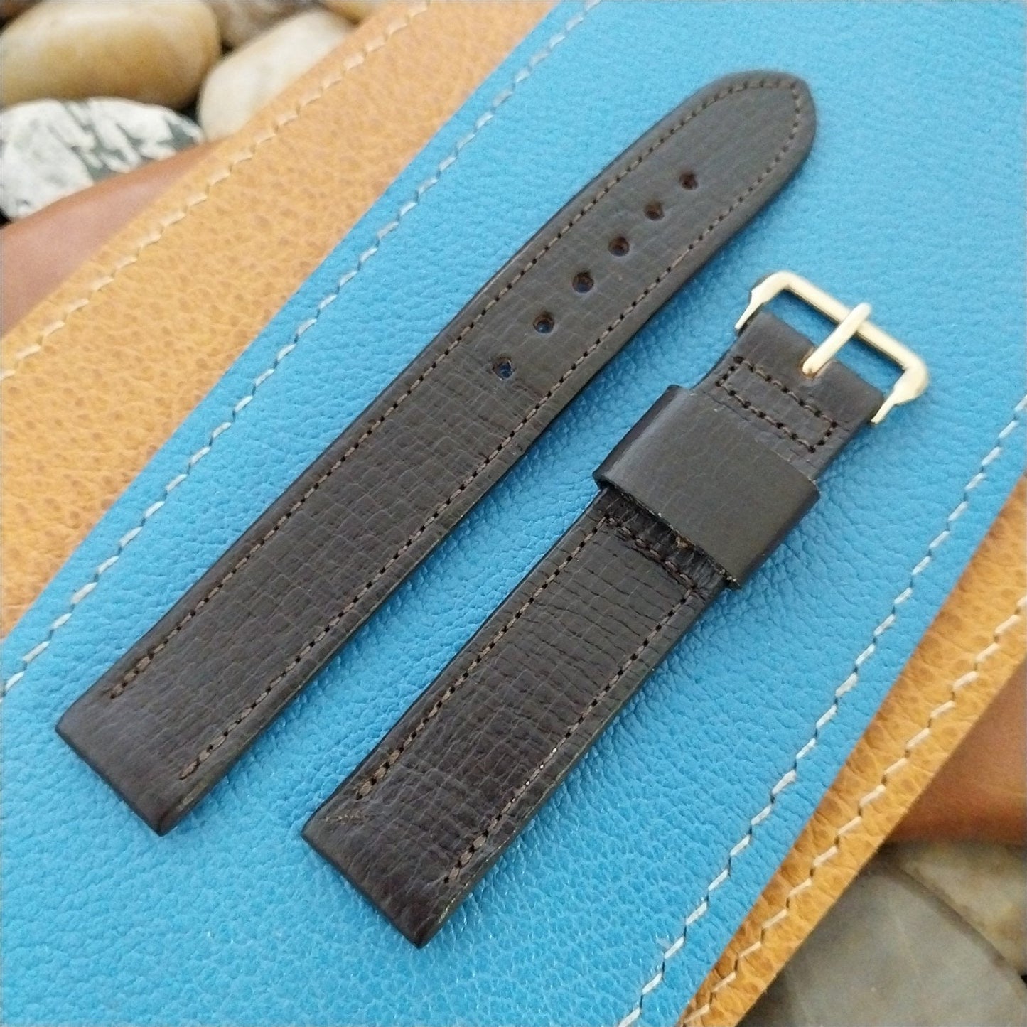 Vintage 16mm Dark Brown Saddle Leather Single-Keeper Classic Unused Watch Band