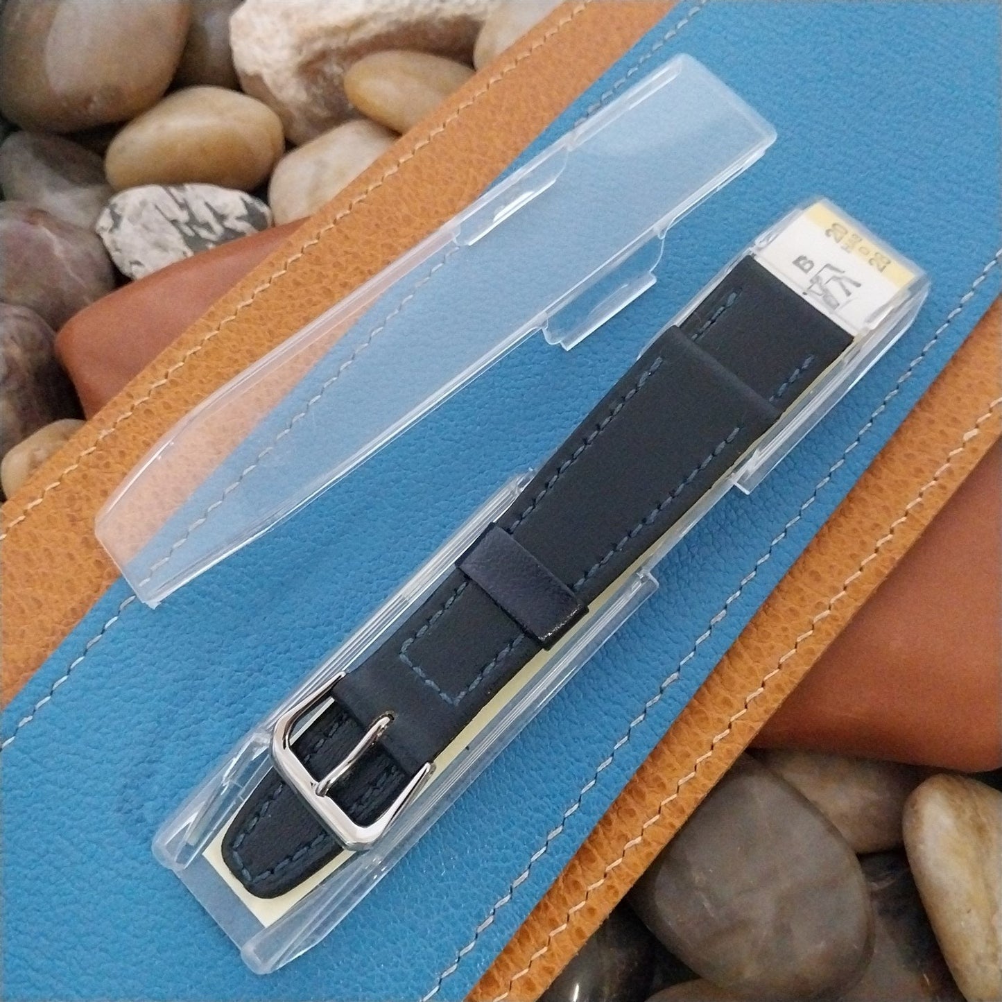 20mm Hirsch Blue Leather Tapered 20/16 nos Unused Vintage Watch Band