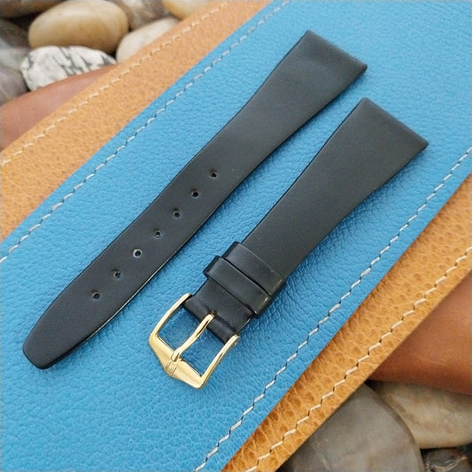 Vintage 20mm Hirsch Black Diamond Leather Classic Tapered Unused Watch Band