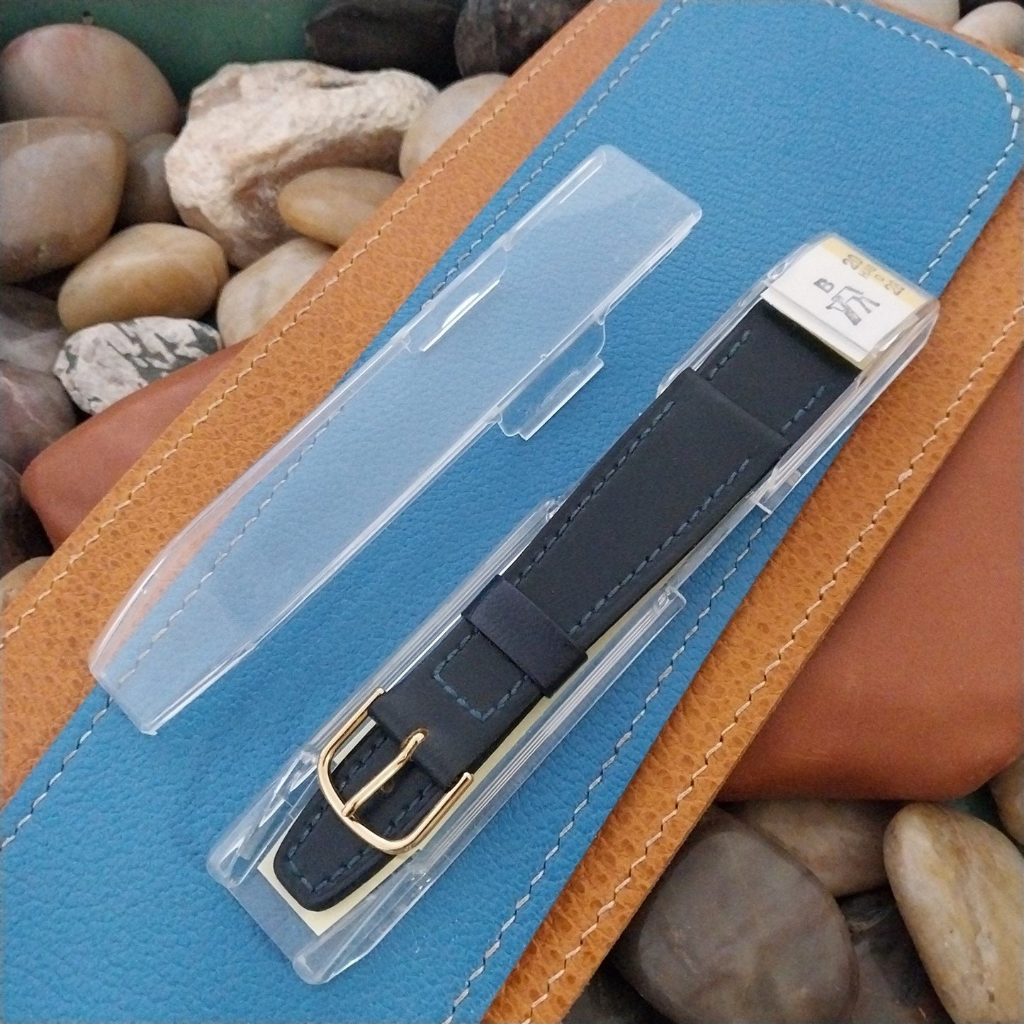 20mm Hirsch Blue Leather Tapered 20/16 nos Unused Vintage Watch Band