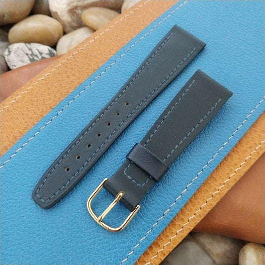 20mm Hirsch Blue Leather Tapered 20/16 nos Unused Vintage Watch Band