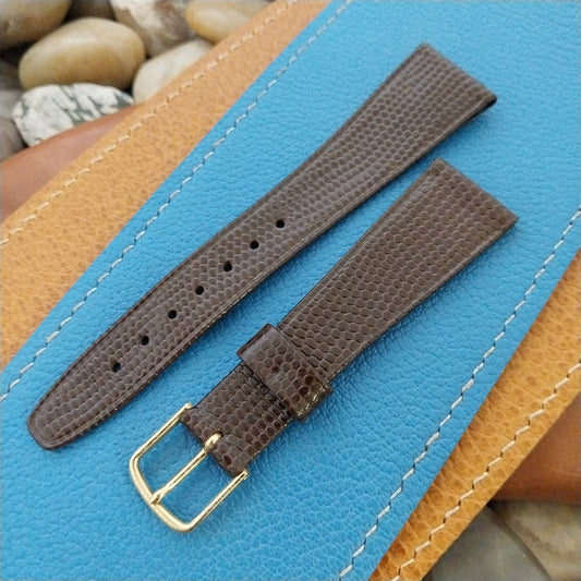 20mm Hirsch Brown Lizard-Grain Leather Classic Tapered Unused Watch Band