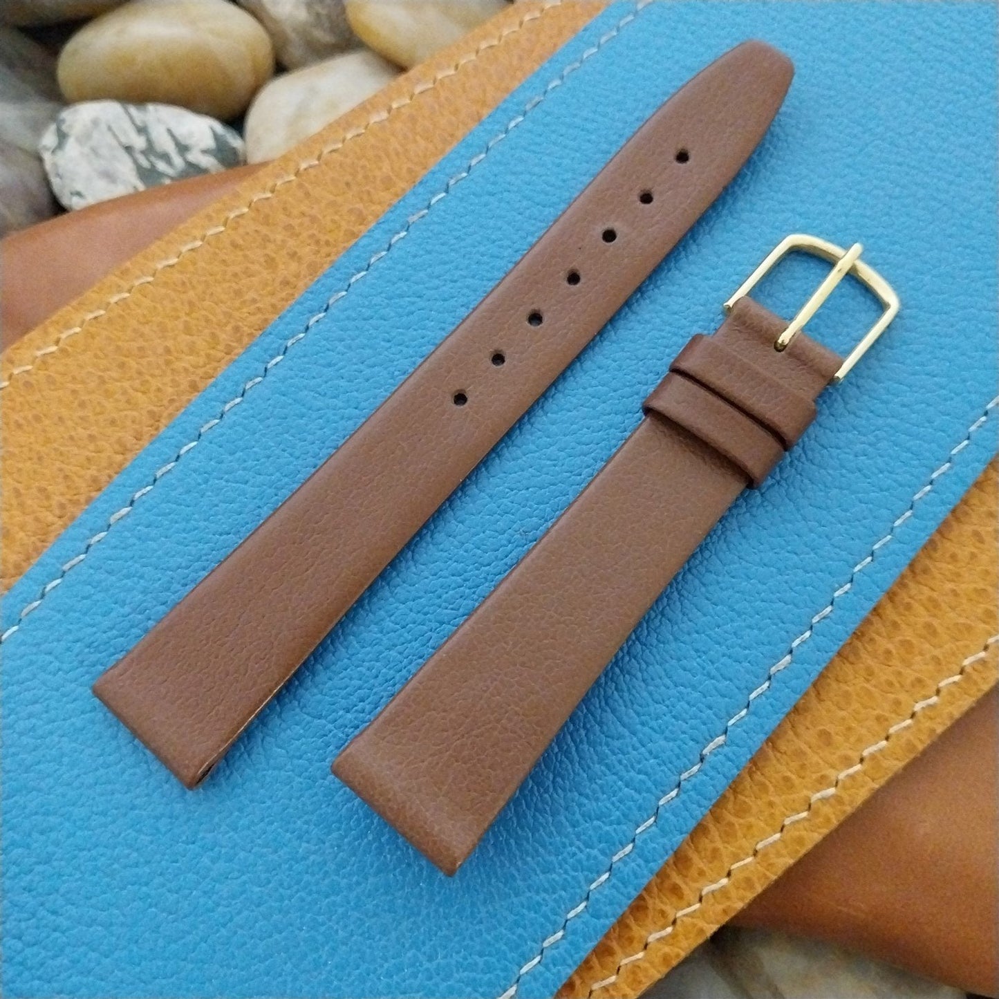 16mm Hirsch Brown Calfskin Tapered Leather 16/14 nos Unused Vintage Watch Band