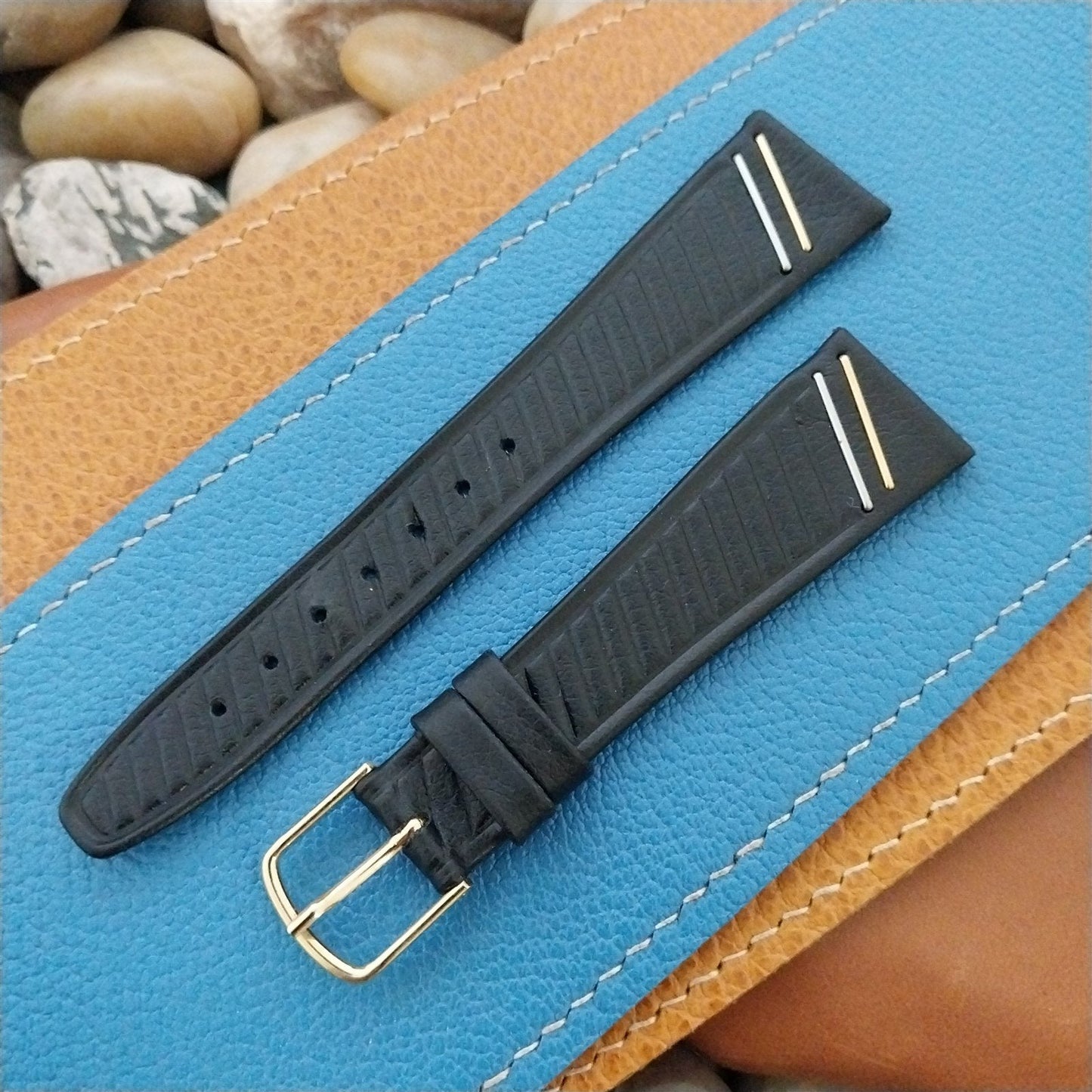 20mm Hirsch Design Classic Tapered Black Leather 20/14 Unused Watch Band