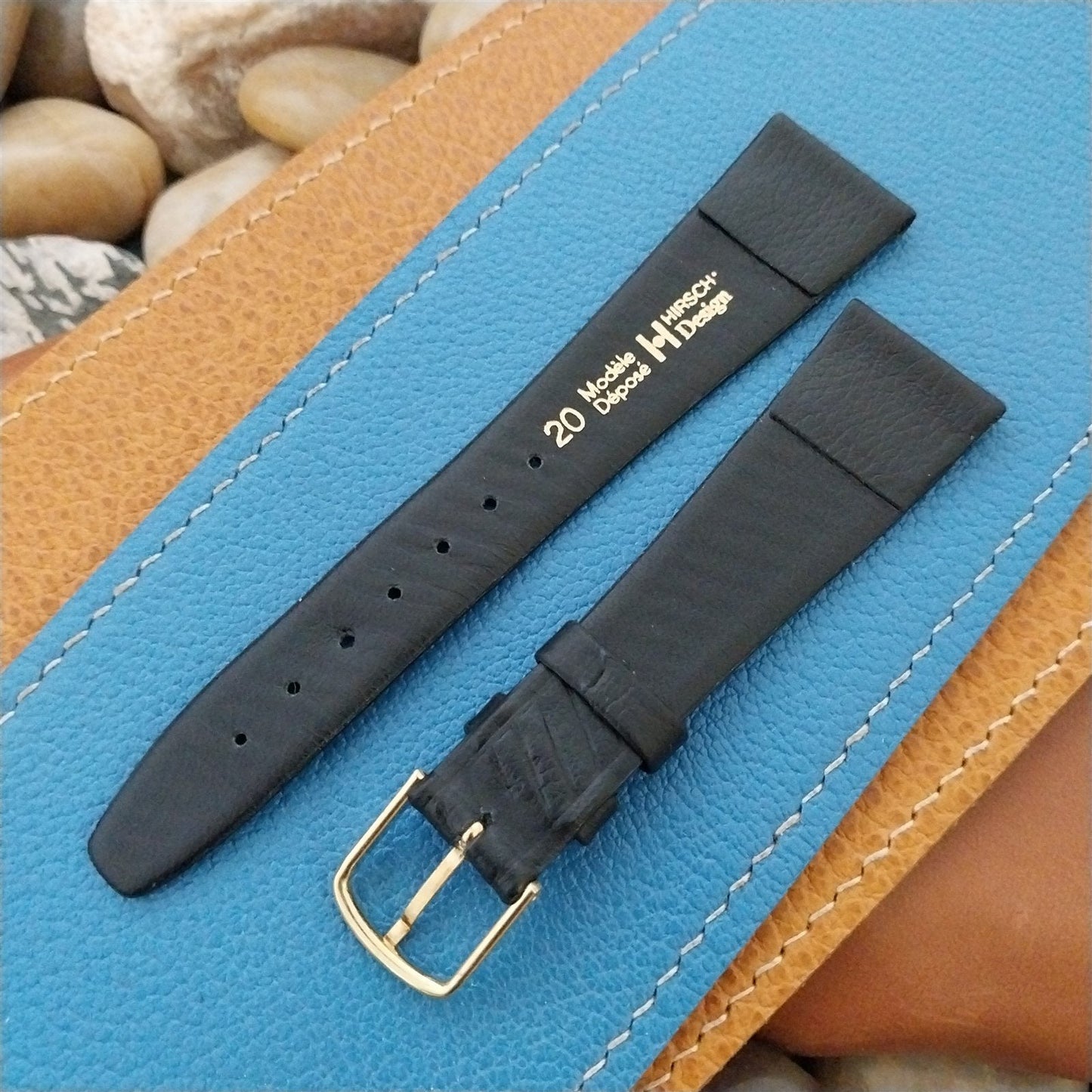 20mm Hirsch Design Classic Tapered Black Leather 20/14 Unused Watch Band