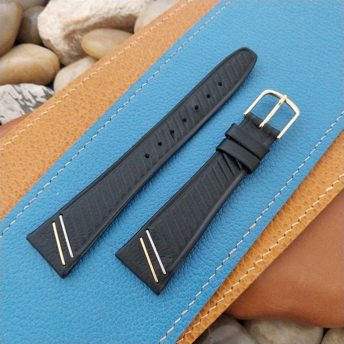 20mm Hirsch Design Classic Tapered Black Leather 20/14 Unused Watch Band