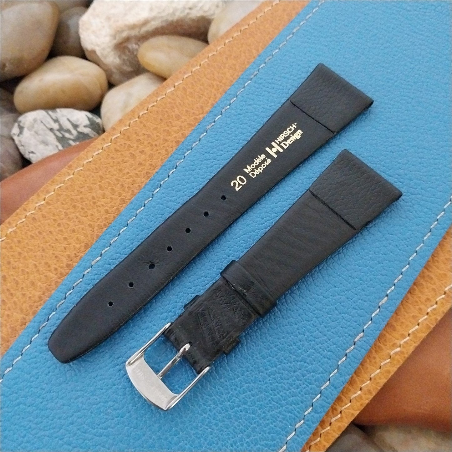 20mm Hirsch Design Classic Tapered Black Leather 20/14 Unused Watch Band