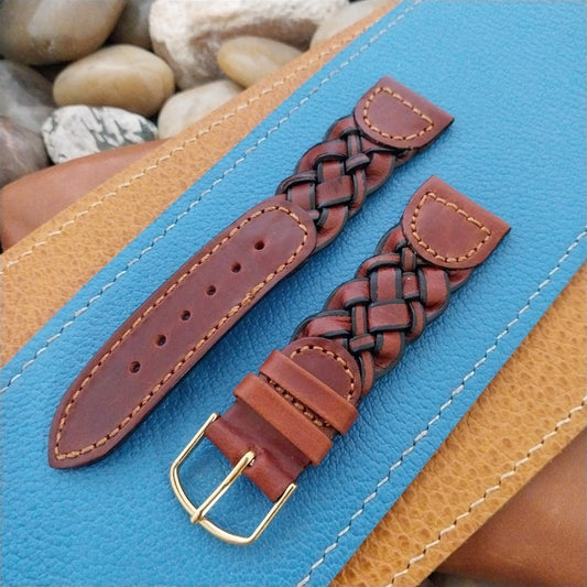 20mm Hirsch Braided Brown Leather nos Unused Vintage Watch Band