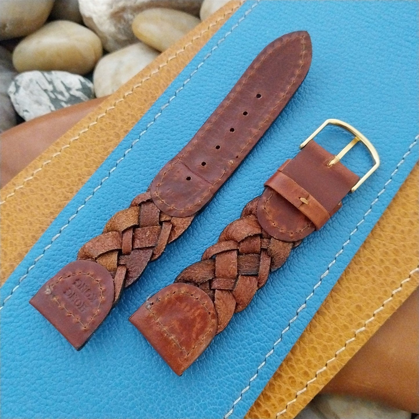 20mm Hirsch Braided Brown Leather nos Unused Vintage Watch Band