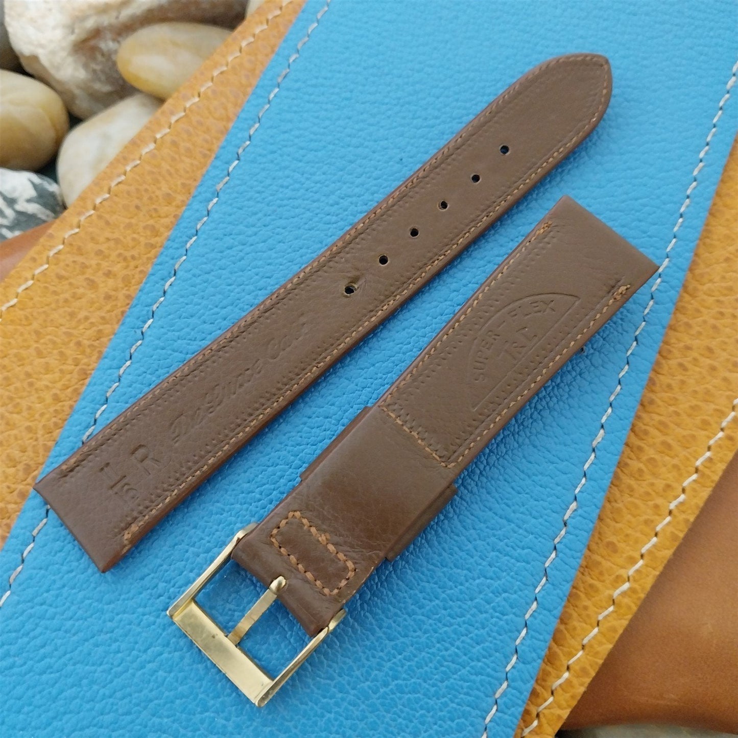 Vintage 17mm Town & Country Classic Tapered Leather 1960s Unused nos Watch Band