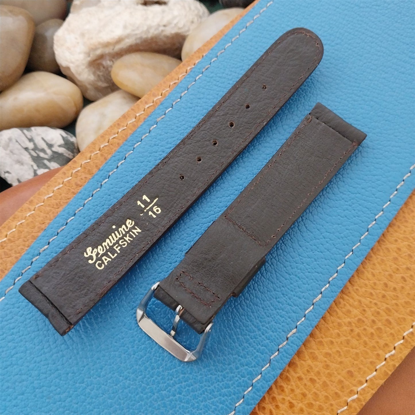 17.6mm Mormac Rustic Brown Calf Leather Tapered Classic 1960s Vintage Watch Band