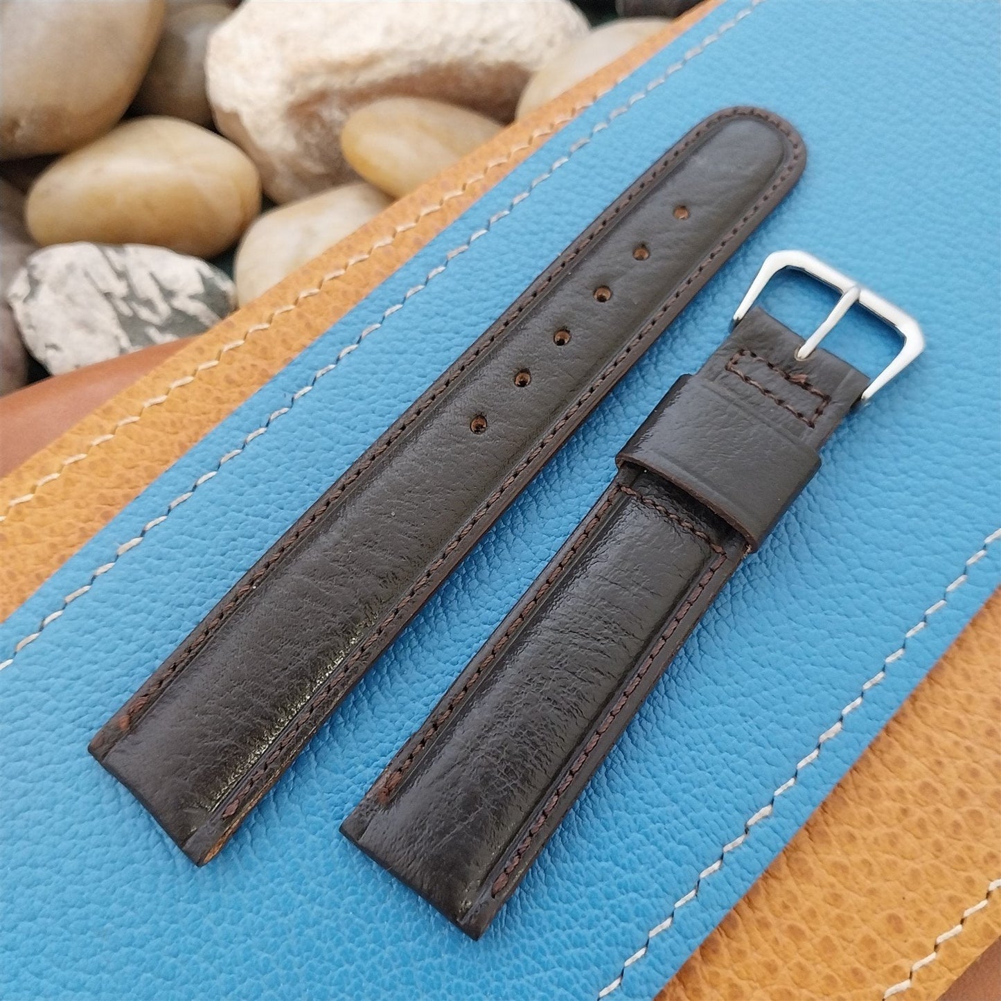 17.6mm Mormac Rustic Brown Calf Leather Tapered Classic 1960s Vintage Watch Band