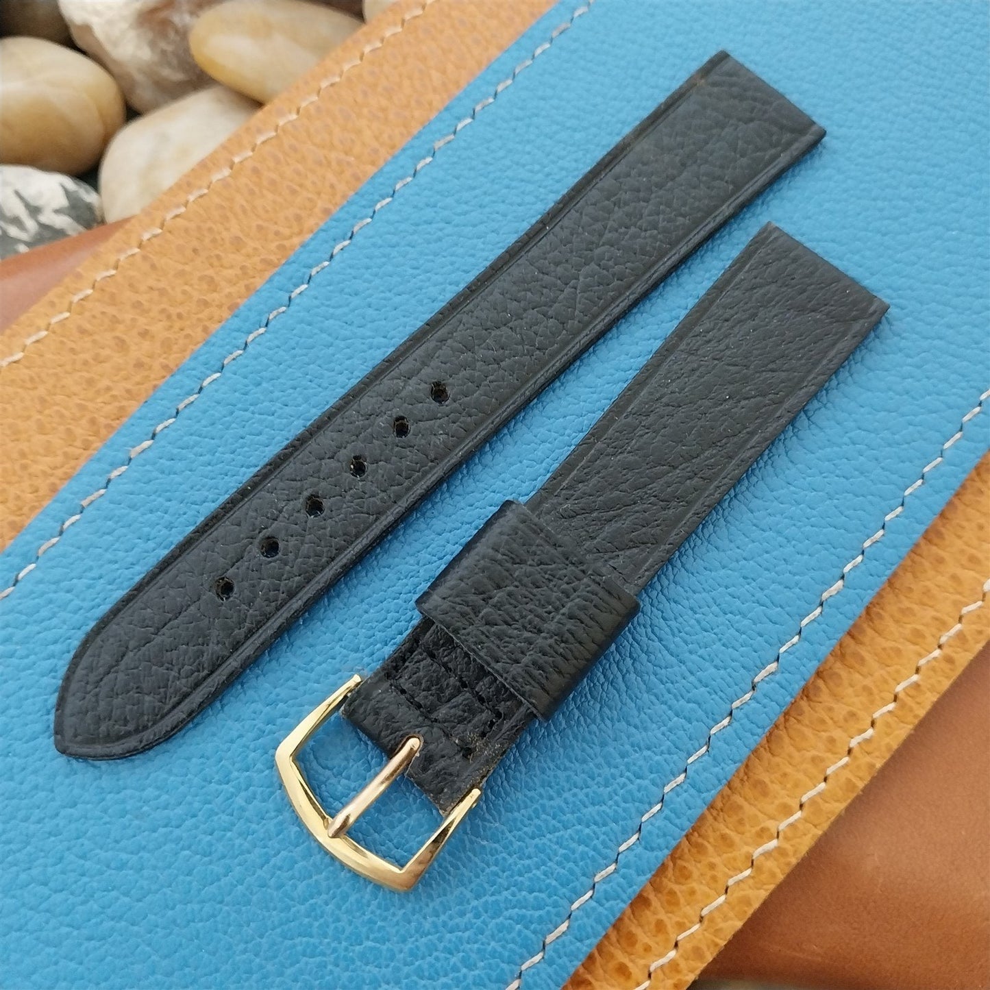 1960s Vintage 17.2mm Kalbe USA Classic Tapered Saddle Leather Unused Watch Band