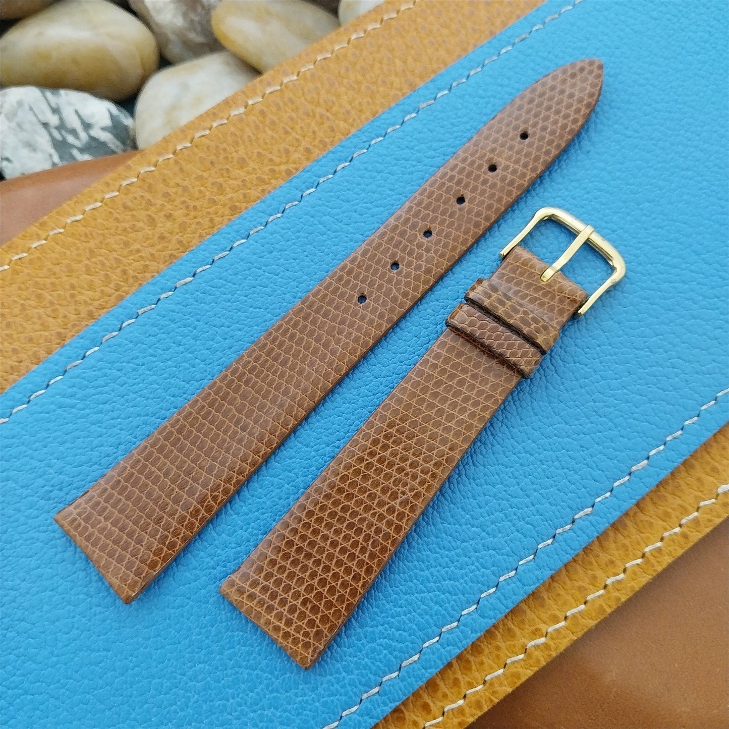 Vintage 18mm Genuine Lizard Italian Slim Classic Tapered Unused 1970s Watch Band