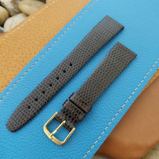 17mm Hirsch Rainbow Brown Lizard-Grain Leather Unused Classic Tapered Watch Band