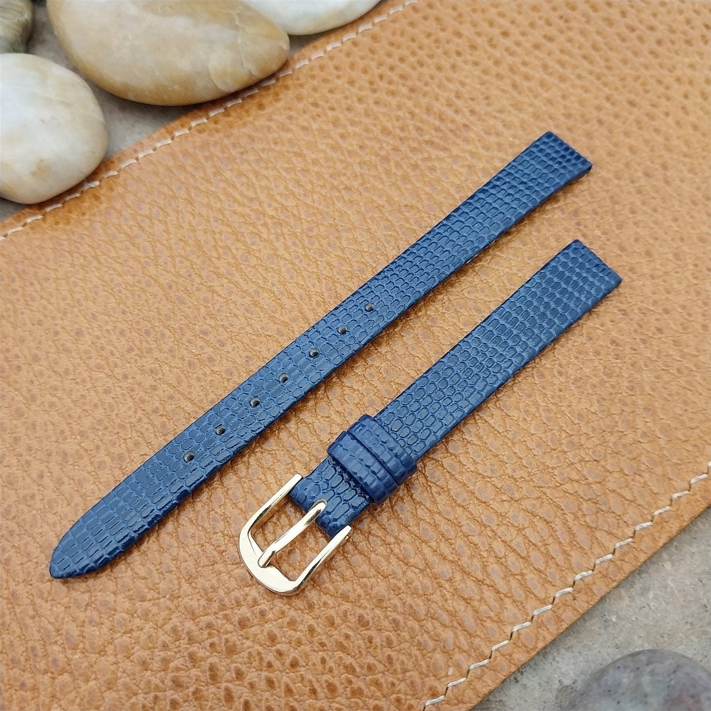 Vintage 10mm Speidel Blue Imitation Iguana Lizard Unused Classic Watch Band