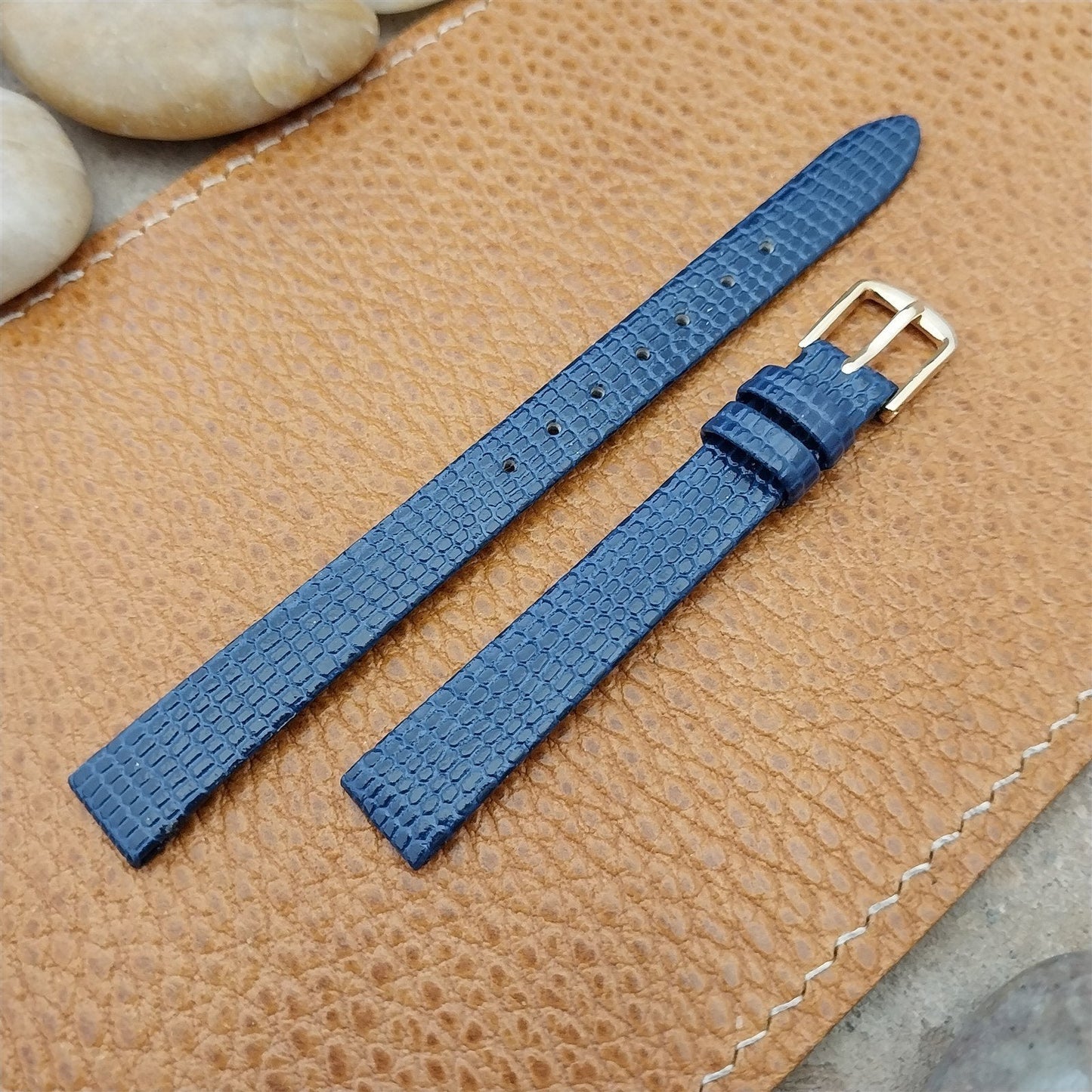 Vintage 10mm Speidel Blue Imitation Iguana Lizard Unused Classic Watch Band