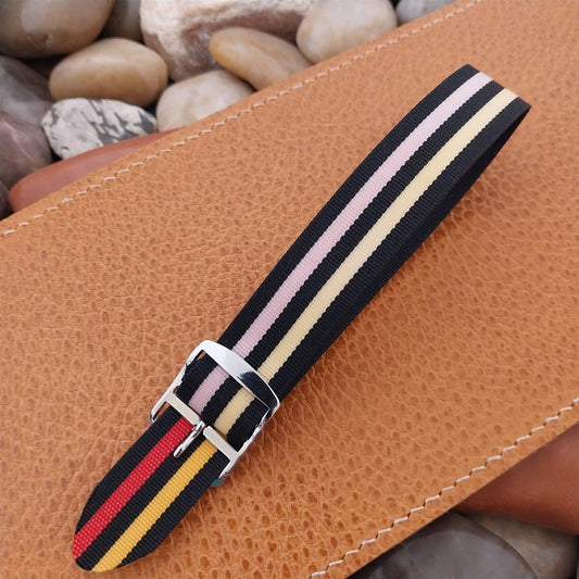 18mm Perlon Reversible 1960s Vintage Watch Band NOS Military Regimental Strap