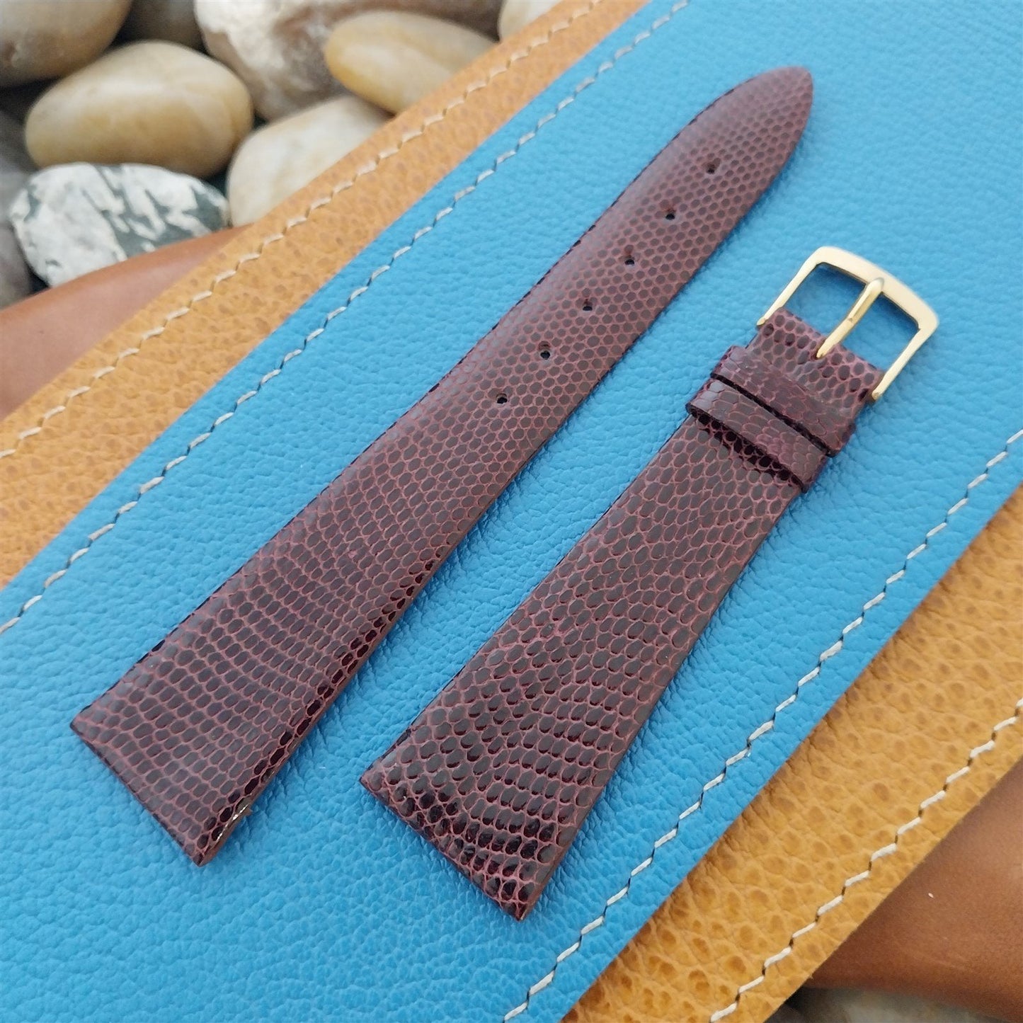 Vintage 22mm Unpadded Lizard Downing Italy Unused Classic Tapered Watch Band