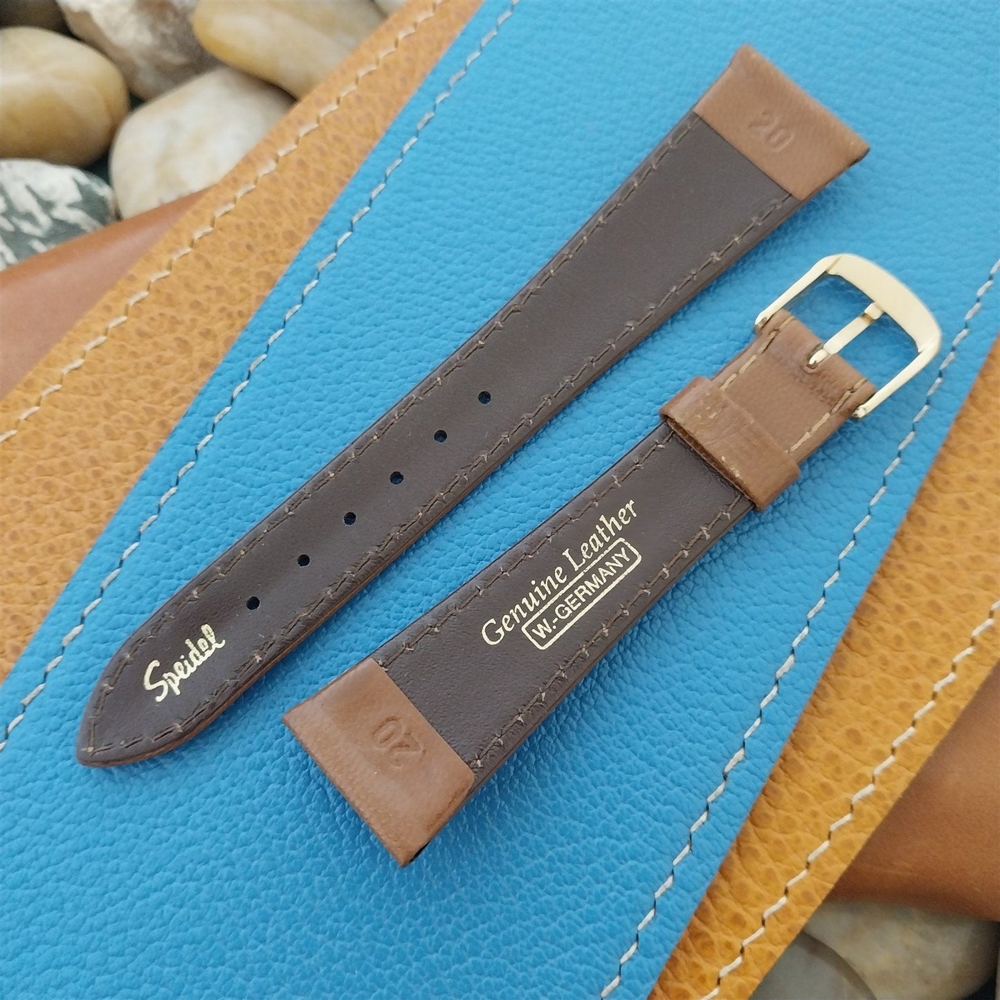 20mm Speidel Brown Unpadded Tapered Leather Unused Vintage Watch Band