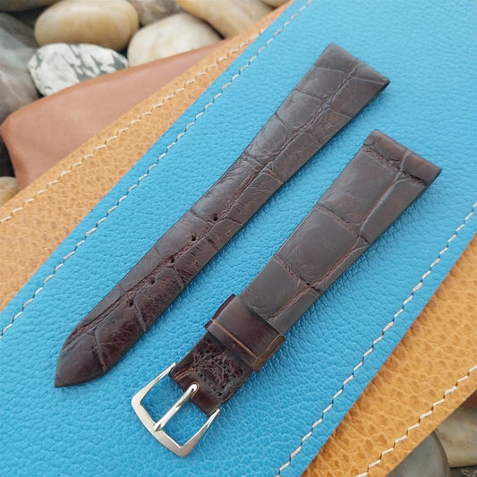 Vintage 1960s 3/4" Tapered 19/13 Brown Crocodile Strap Unused Classic Watch Band