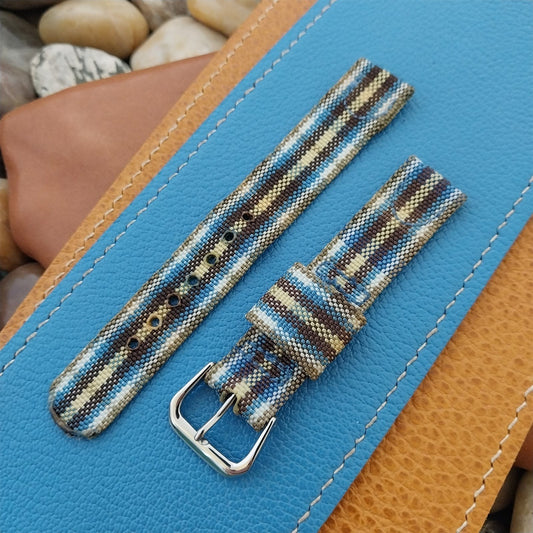 5/8" Blue & Yellow Madras Plaid Tropical Nylon Unused 1950s Vintage Watch Band