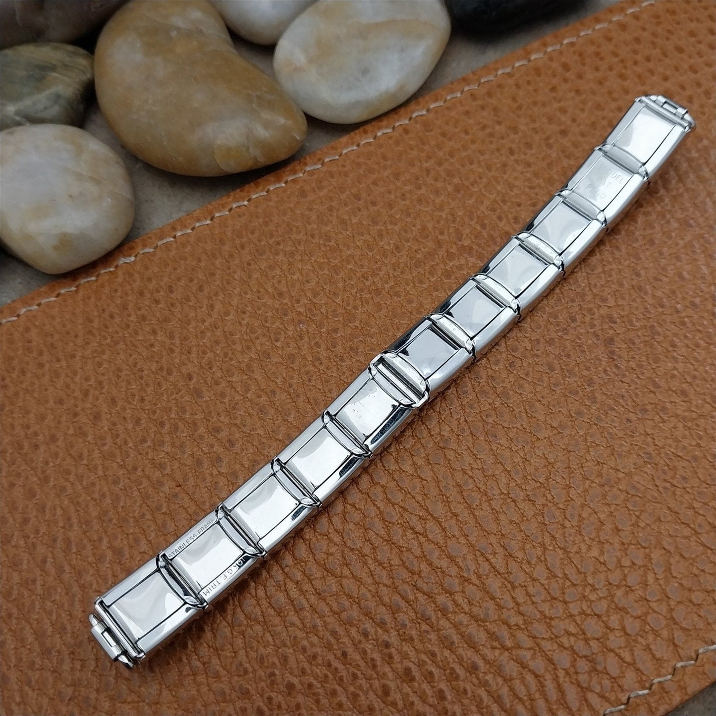 MCM White Gold-Filled & Red Speidel Lizard Links Unused Vintage Watch Band