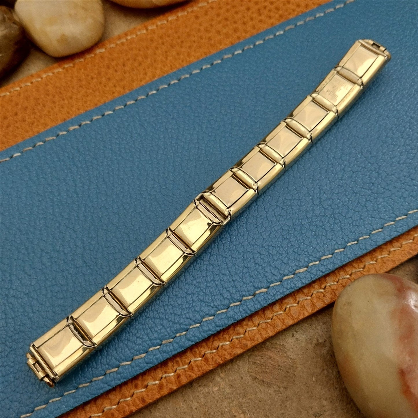 MCM Yellow Gold-Filled & Brown Speidel Lizard Links Unused Vintage Watch Band