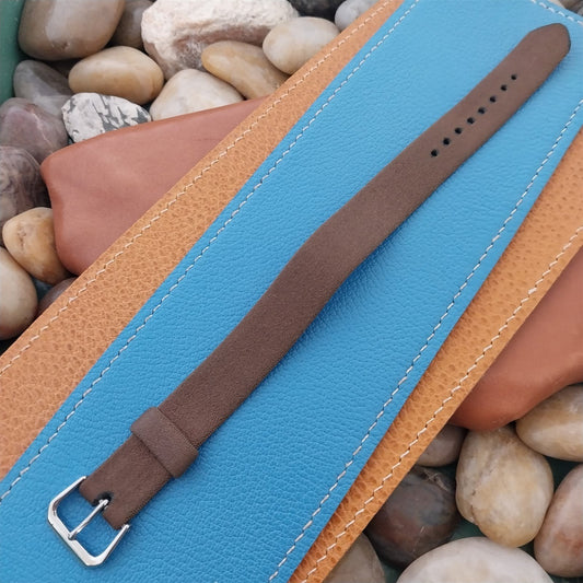 Vintage 1950s 5/8" Brown Nylon Faux Mohair Classic Single-Pass Unused Watch Band