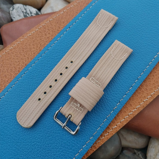 Vintage Tan 1940s 5/8" Ribbed Rayon Nylon Two Piece Classic Unused Watch Band