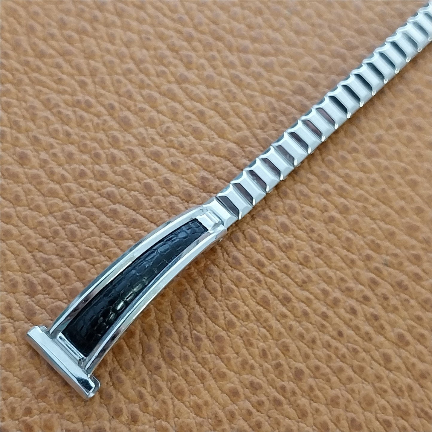 Vintage Ladies 1/2" White Gold-Filled & Lizard Hadley Unused Cocktail Watch Band