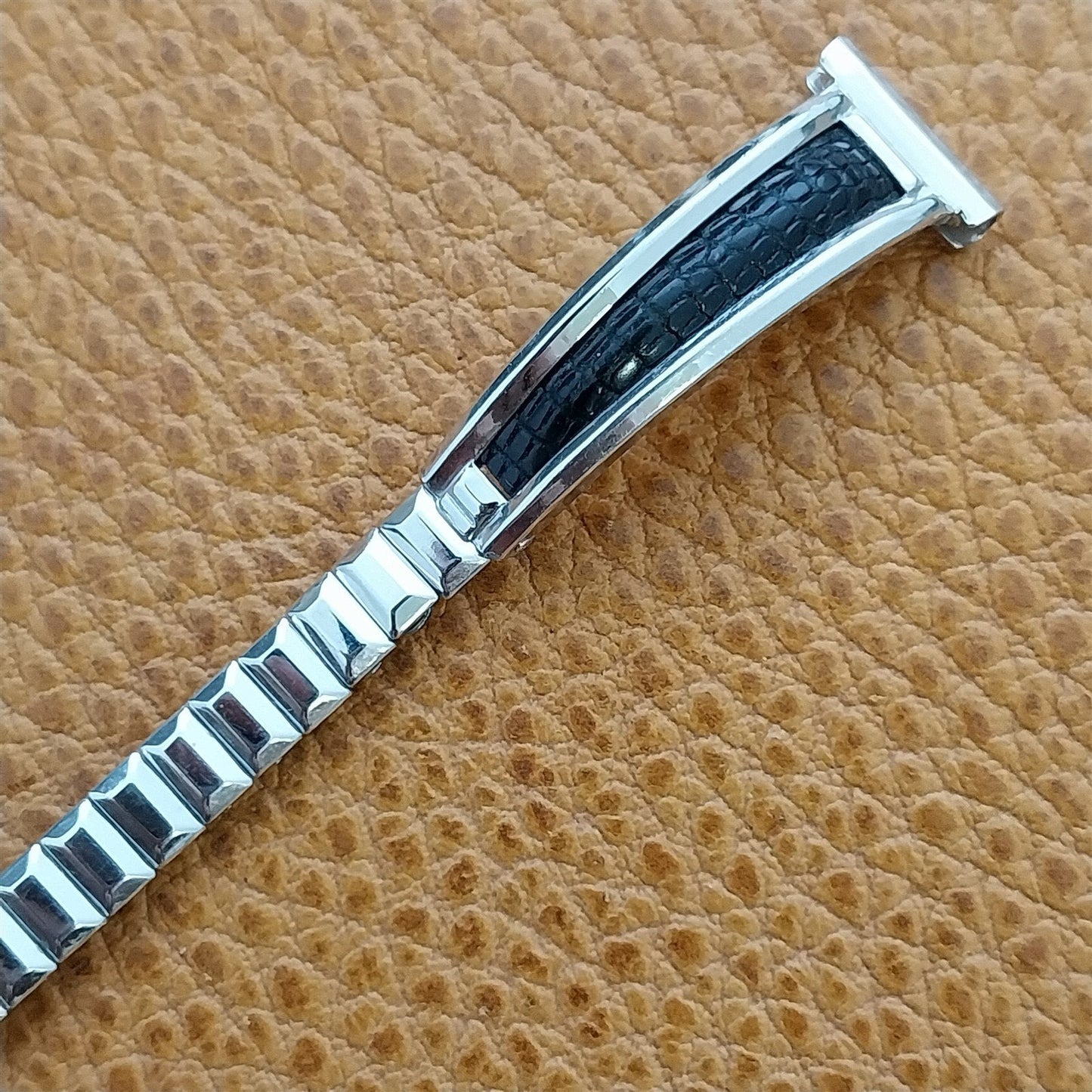 Vintage Ladies 1/2" White Gold-Filled & Lizard Hadley Unused Cocktail Watch Band