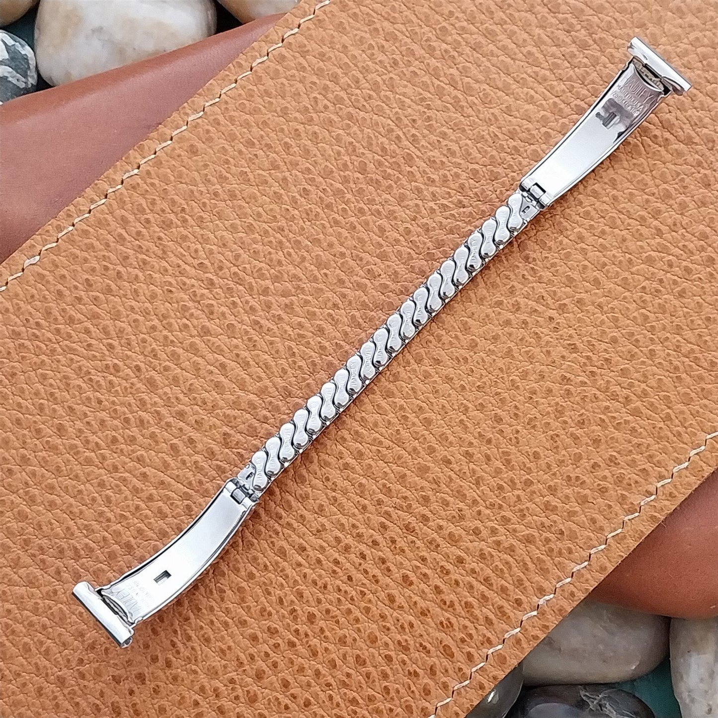 Vintage Ladies 1/2" White Gold-Filled & Lizard Hadley Unused Cocktail Watch Band