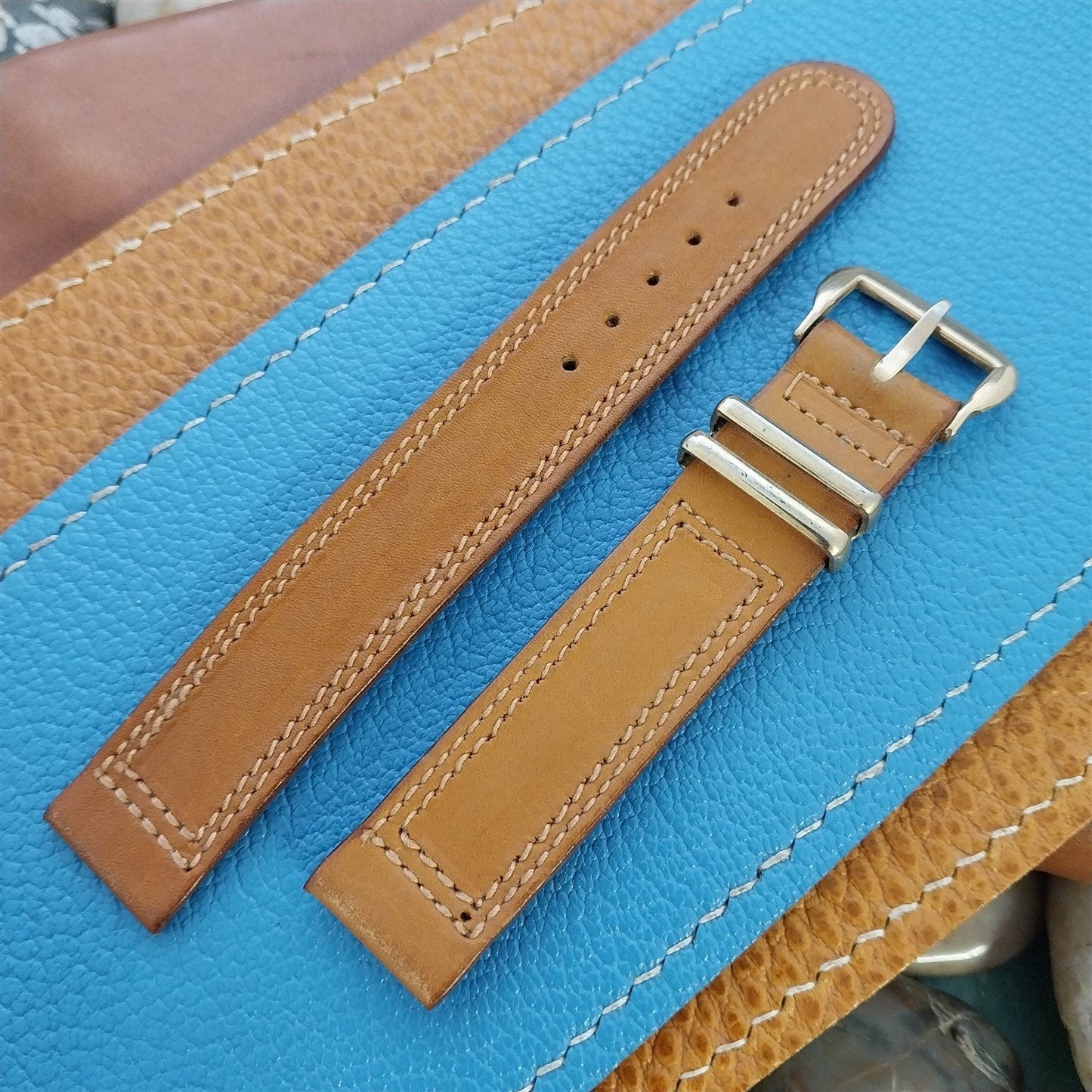 Vintage 1950s 5/8" Calfskin Gold-Tone Buckle & Keeper Classic Unused Watch Band